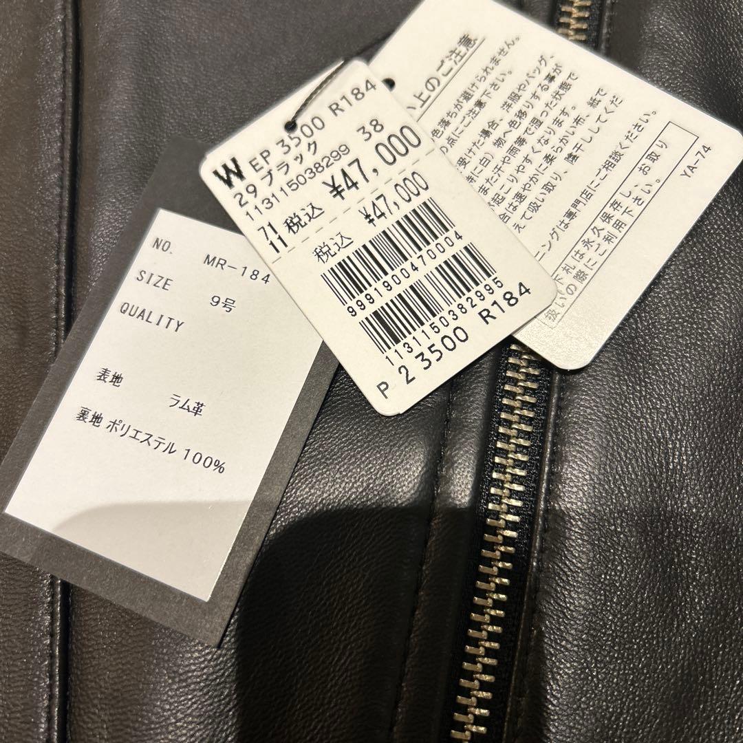 aga 新品未使用　ブラック レザー ライダースジャケット M ラム革