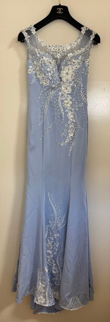 【限定値下げ】ジャンマクレーン ロングドレス 9号 刺繍 ビーズ ブルー