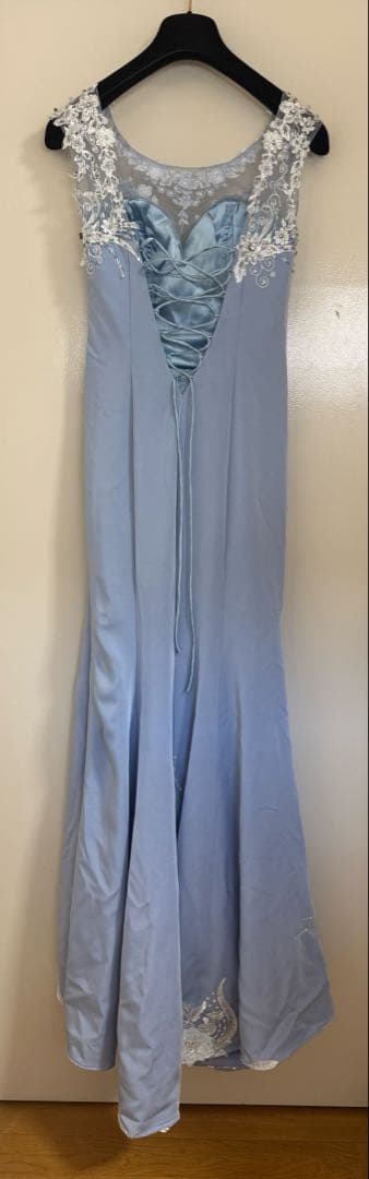 【限定値下げ】ジャンマクレーン ロングドレス 9号 刺繍 ビーズ ブルー