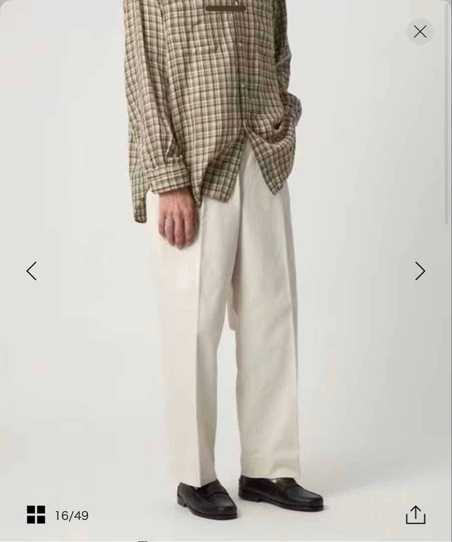 スティーブンアラン　ブラッシュド コットン アウト ワンプリーツ スラックス