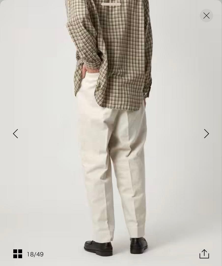 スティーブンアラン　ブラッシュド コットン アウト ワンプリーツ スラックス