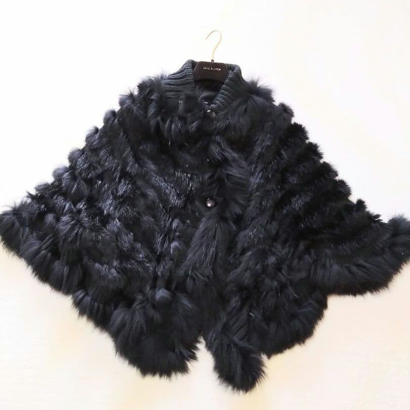 オースチンリード ファーケープコート ラビットファー ブラック