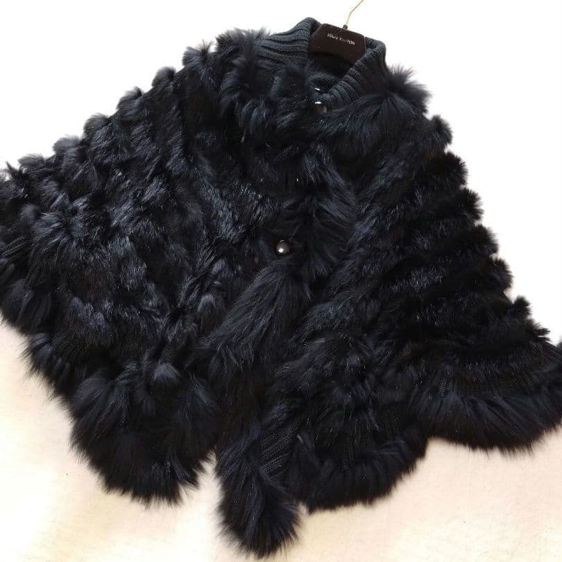 オースチンリード ファーケープコート ラビットファー ブラック