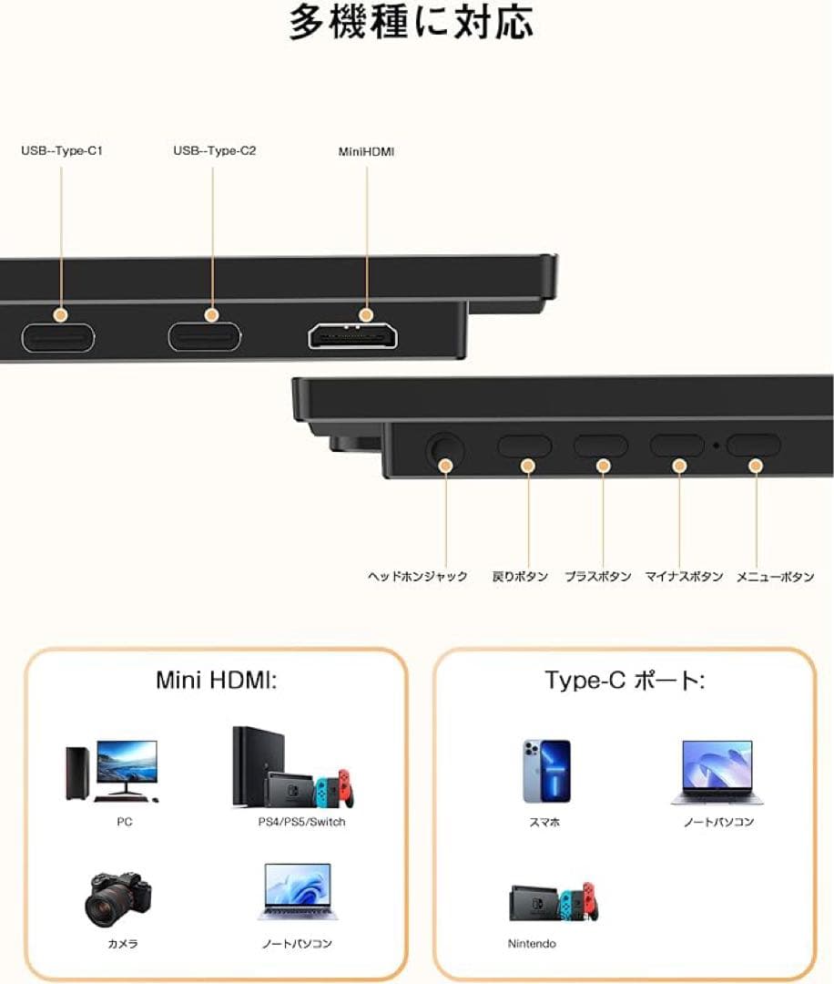 モバイルモニター　15.6インチ　自立型　収納ケース付き　スピーカー内蔵　ベゼル