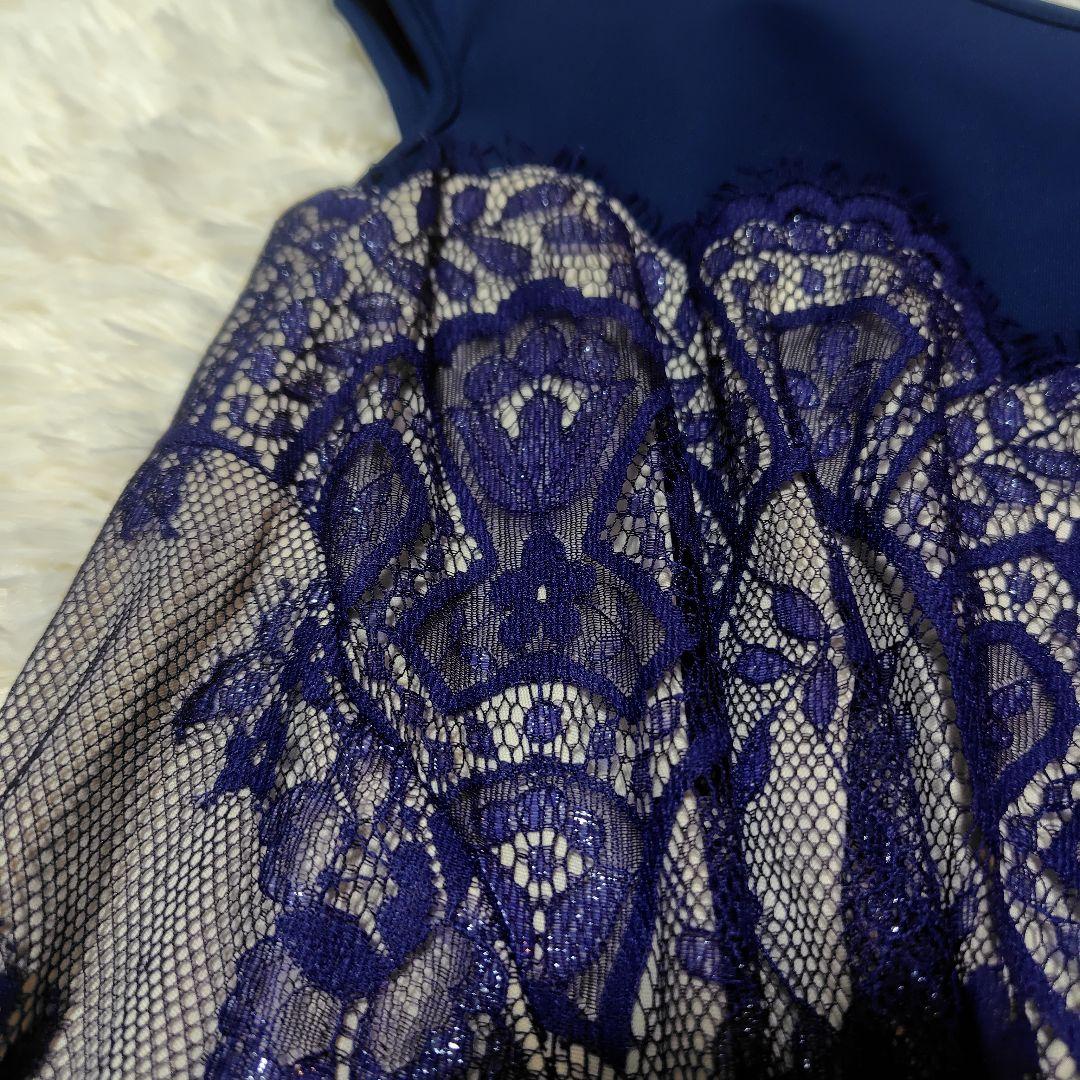 【美品♡定価８万】タダシショージ　リボンベルト付きレースドレス　ネイビー　2