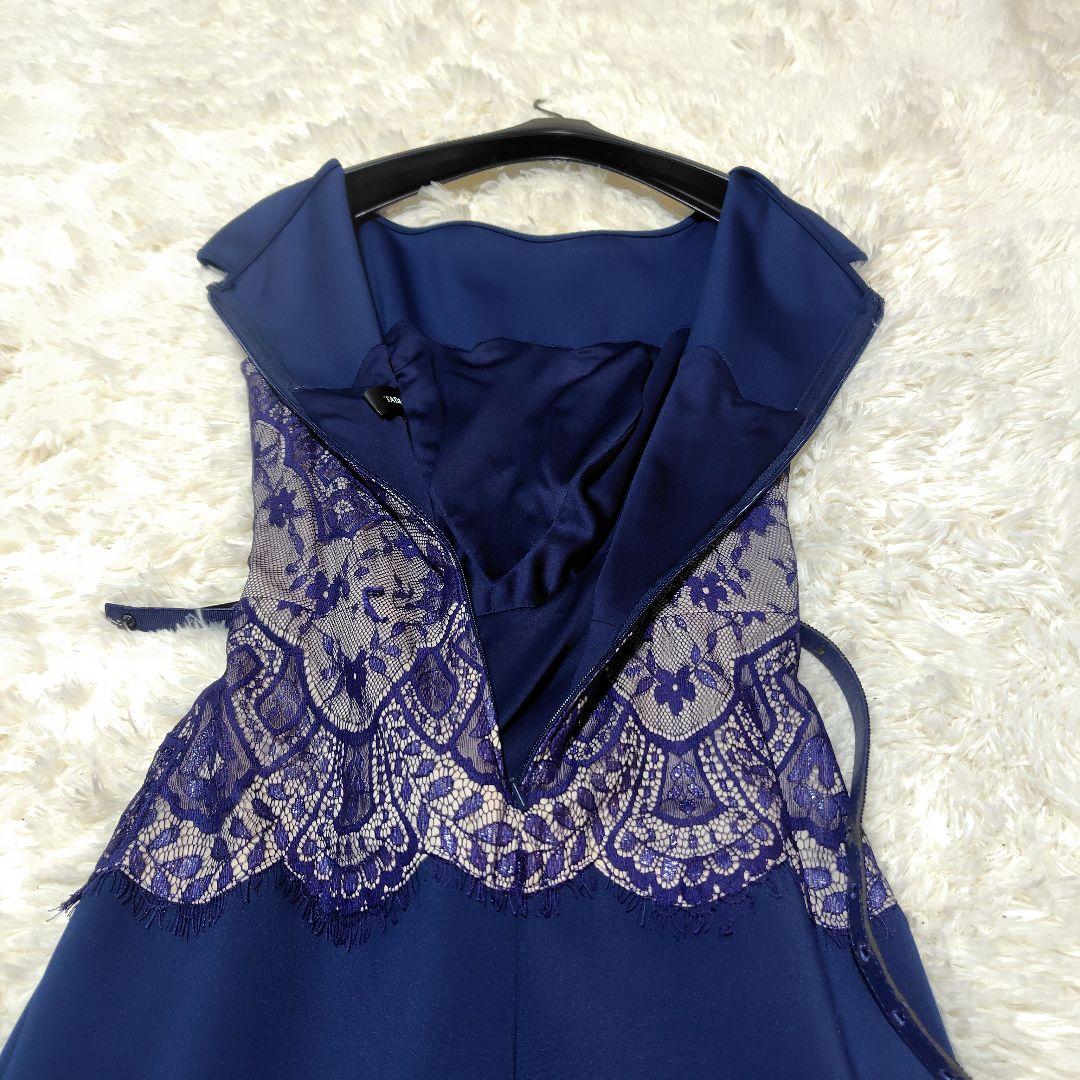 【美品♡定価８万】タダシショージ　リボンベルト付きレースドレス　ネイビー　2