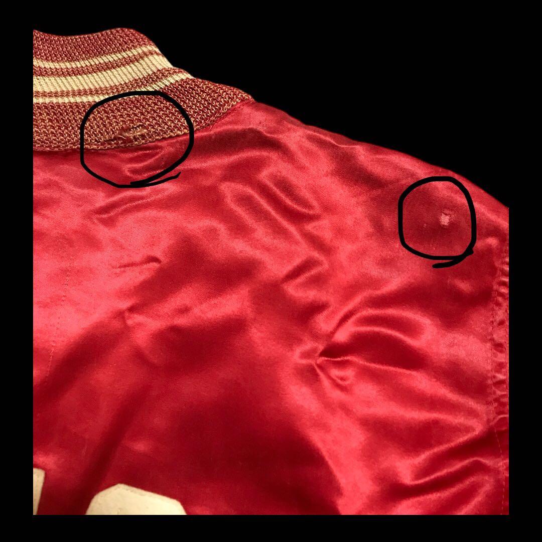 vintage 40s 50s サテンスタジャン ボタスタ 赤　ロカビリー