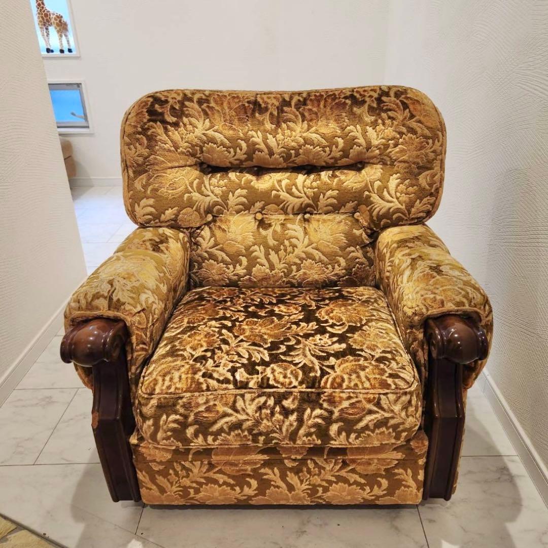 オールドカリモク　old karimoku 金華山　アンティーク　1人掛けソファ