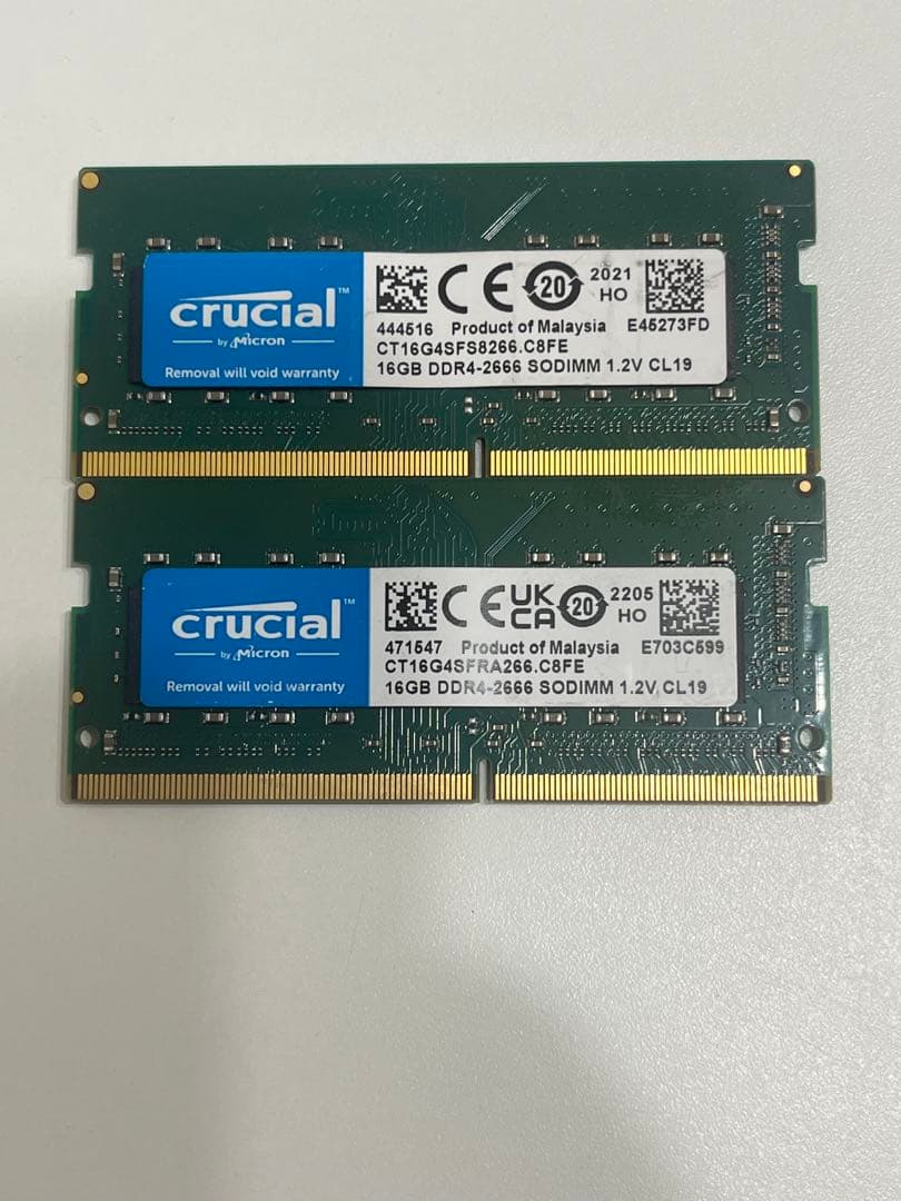 crucial DDR4-2666メモリ16GB2枚　 合計32GB