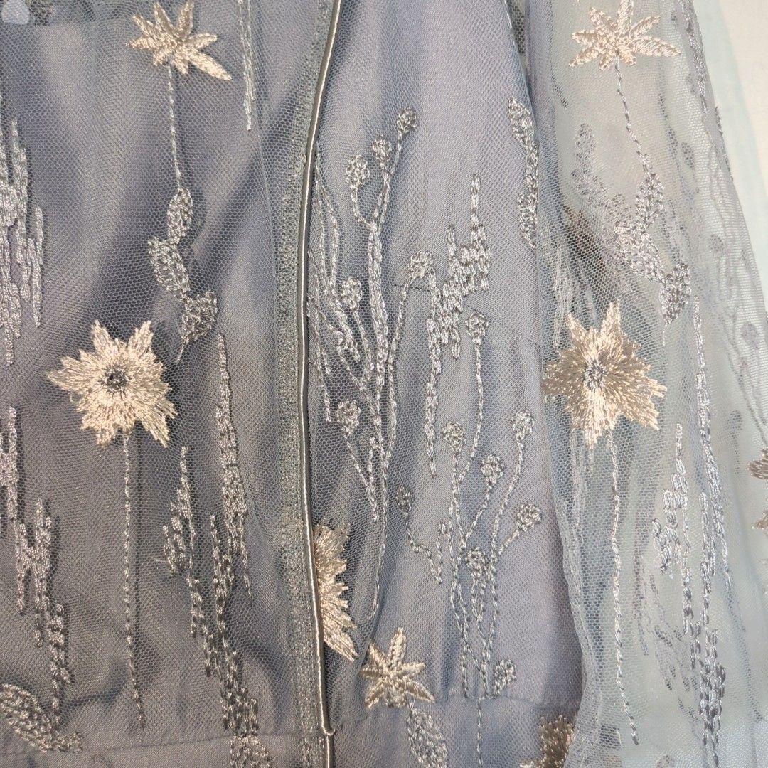 美品 niana ニアナ フラワー刺繍チュールドレス M 結婚式 パーティー