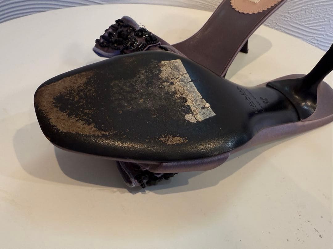 PRADA ビーズ装飾 紫色 オープントゥサンダル