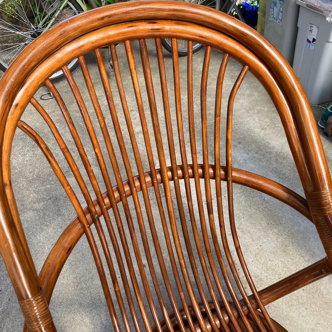 ラタン回転チェア　籐椅子　レトロ