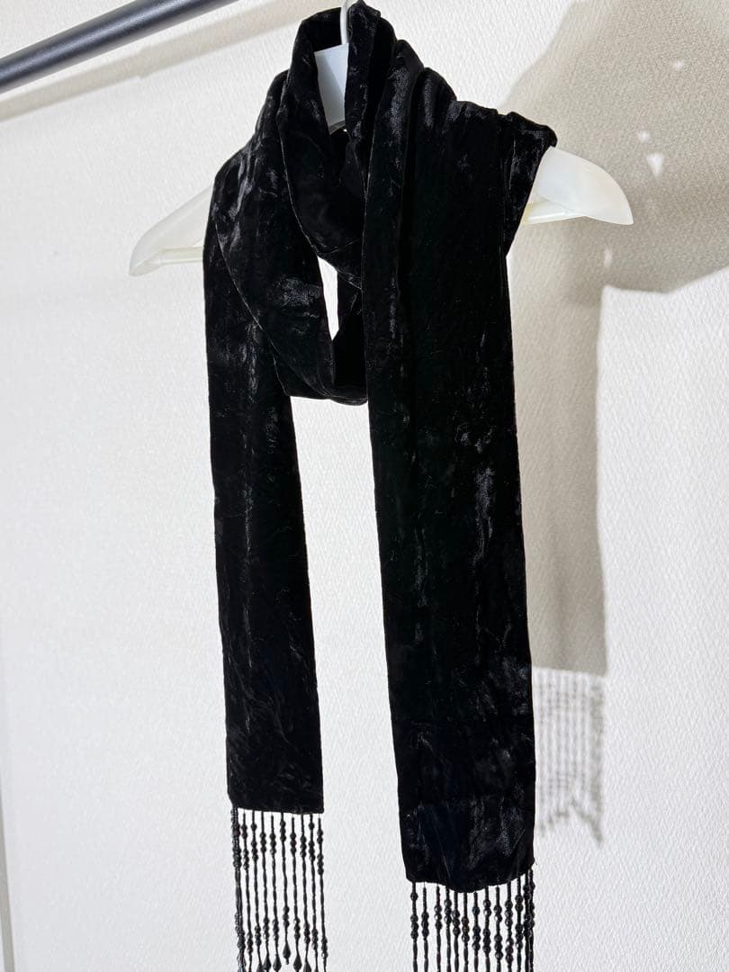 ナンバーナイン 07aw ビーズ装飾 ベロアストール マフラー