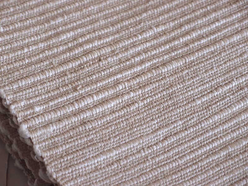 手織りの節紬八寸名古屋帯（オフホワイト無地）正絹美品