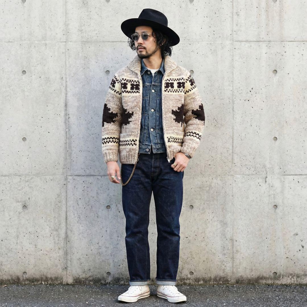 美品★L★KANATA★カウチンニット★メープル リーフ★カナダ製★カーディガン