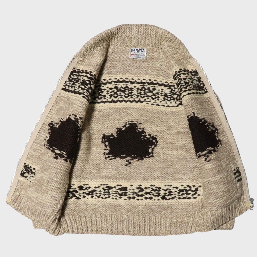 美品★L★KANATA★カウチンニット★メープル リーフ★カナダ製★カーディガン