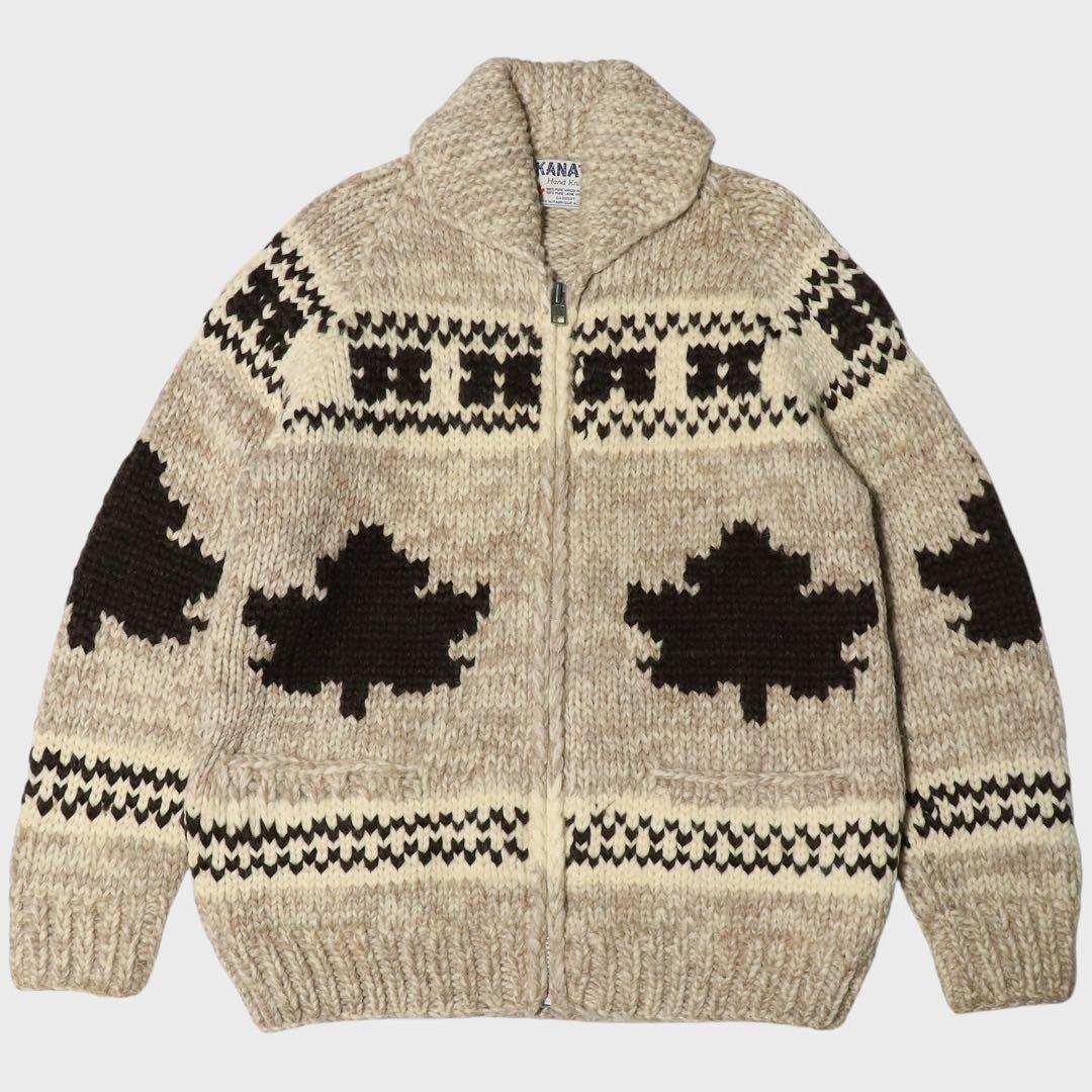 美品★L★KANATA★カウチンニット★メープル リーフ★カナダ製★カーディガン