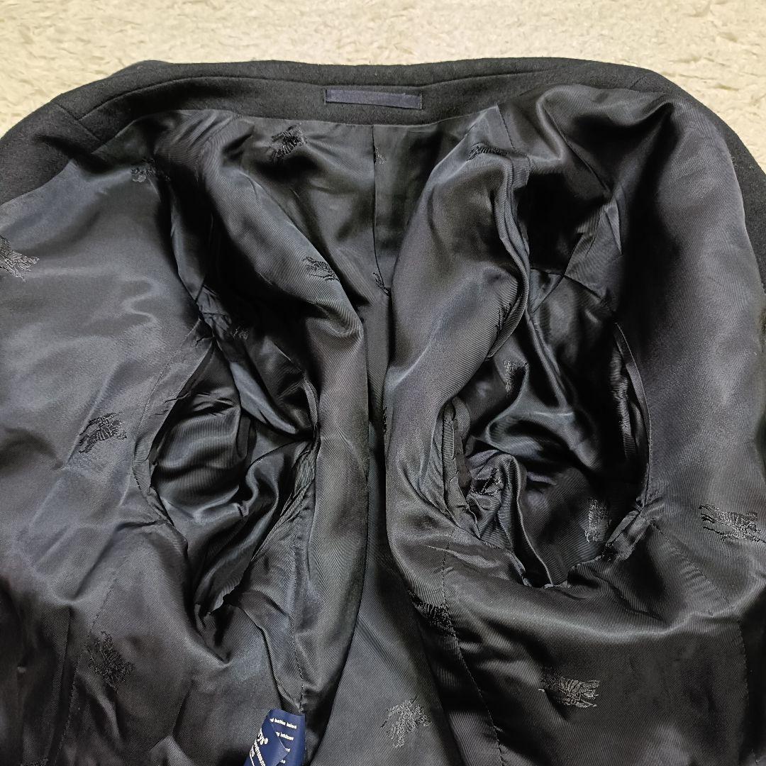 【美品】バーバリー 紺色ブレザー 金ボタン 裏地ロゴ 刺繍ワッペン 英国製