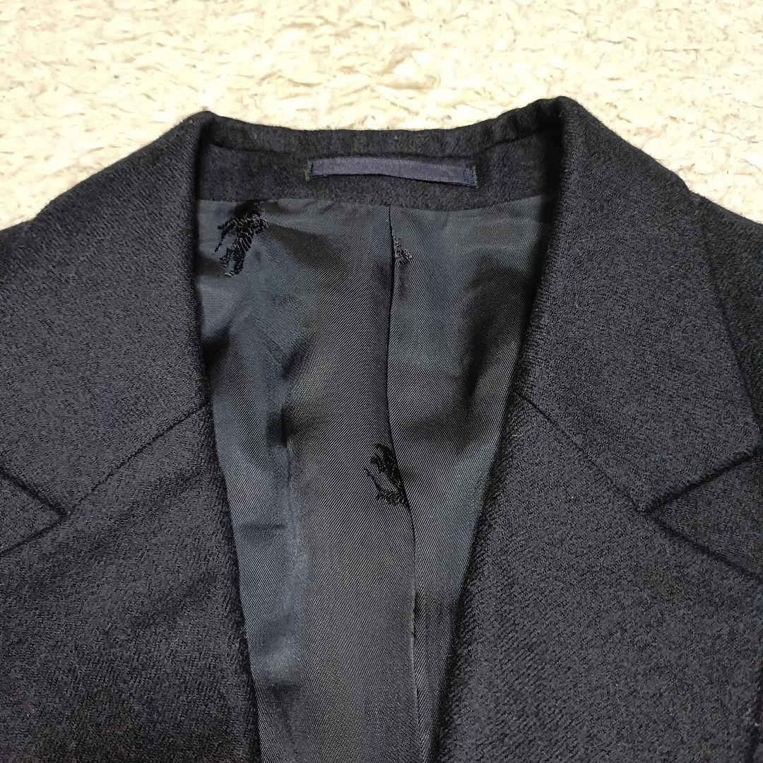 【美品】バーバリー 紺色ブレザー 金ボタン 裏地ロゴ 刺繍ワッペン 英国製