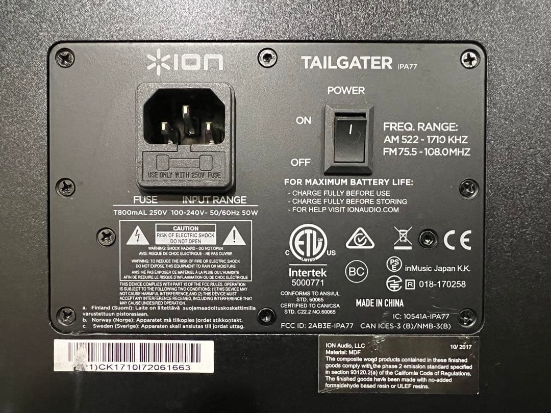 スピーカー・ウーファー ION Tailgater