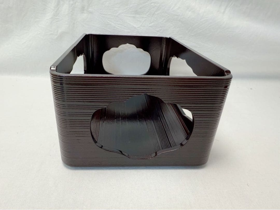 茶道具 木製溜塗 香狭間透 煙草盆 莨盆 玄々斎好写 茶懐石 喫煙具 紙箱