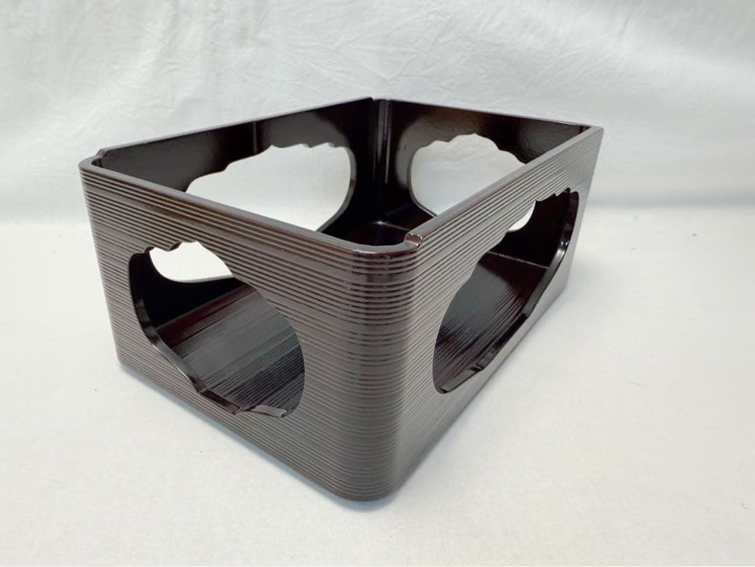 茶道具 木製溜塗 香狭間透 煙草盆 莨盆 玄々斎好写 茶懐石 喫煙具 紙箱