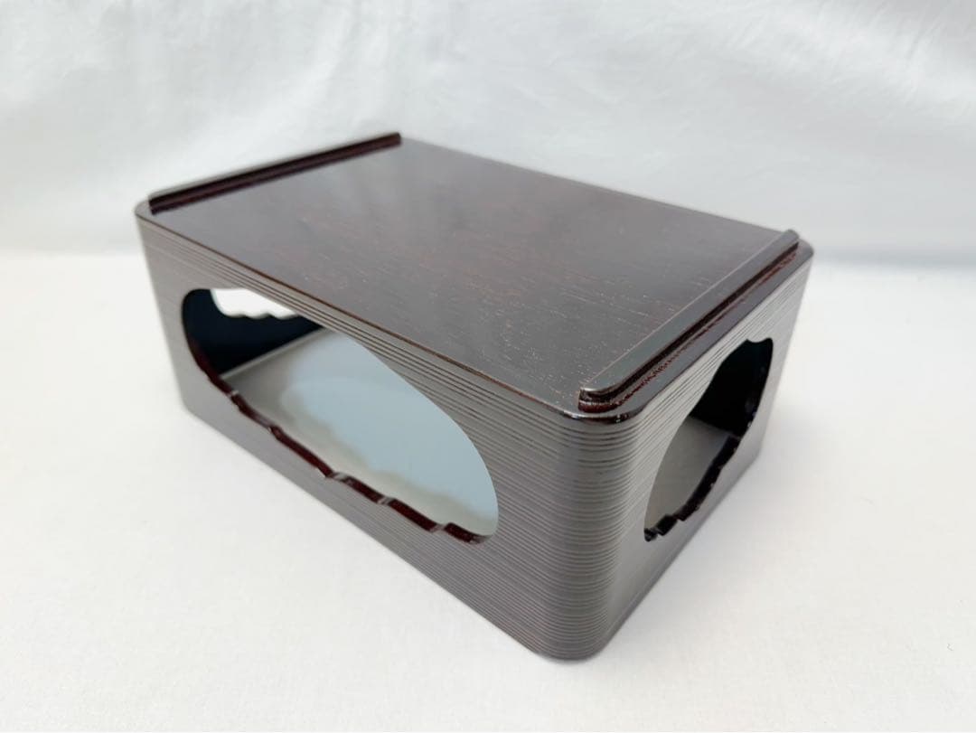 茶道具 木製溜塗 香狭間透 煙草盆 莨盆 玄々斎好写 茶懐石 喫煙具 紙箱