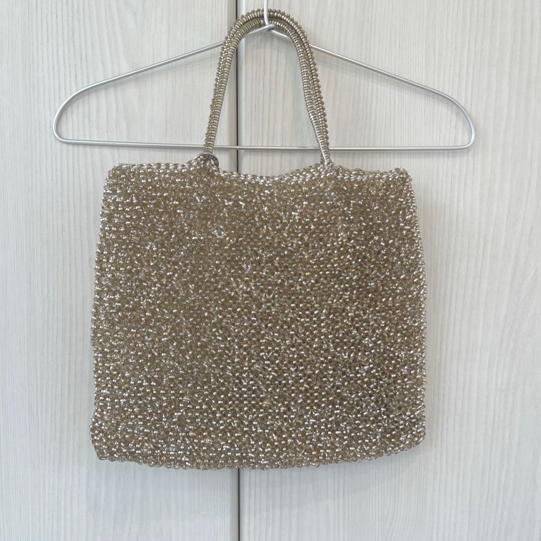 【保存袋付き】アンテプリマ　ワイヤーバッグ✨人気色シルバーゴールド✨ラージ