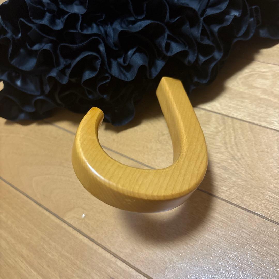 ももな　SUN BARRIER 100 フリル付き折り畳み日傘 ブラック