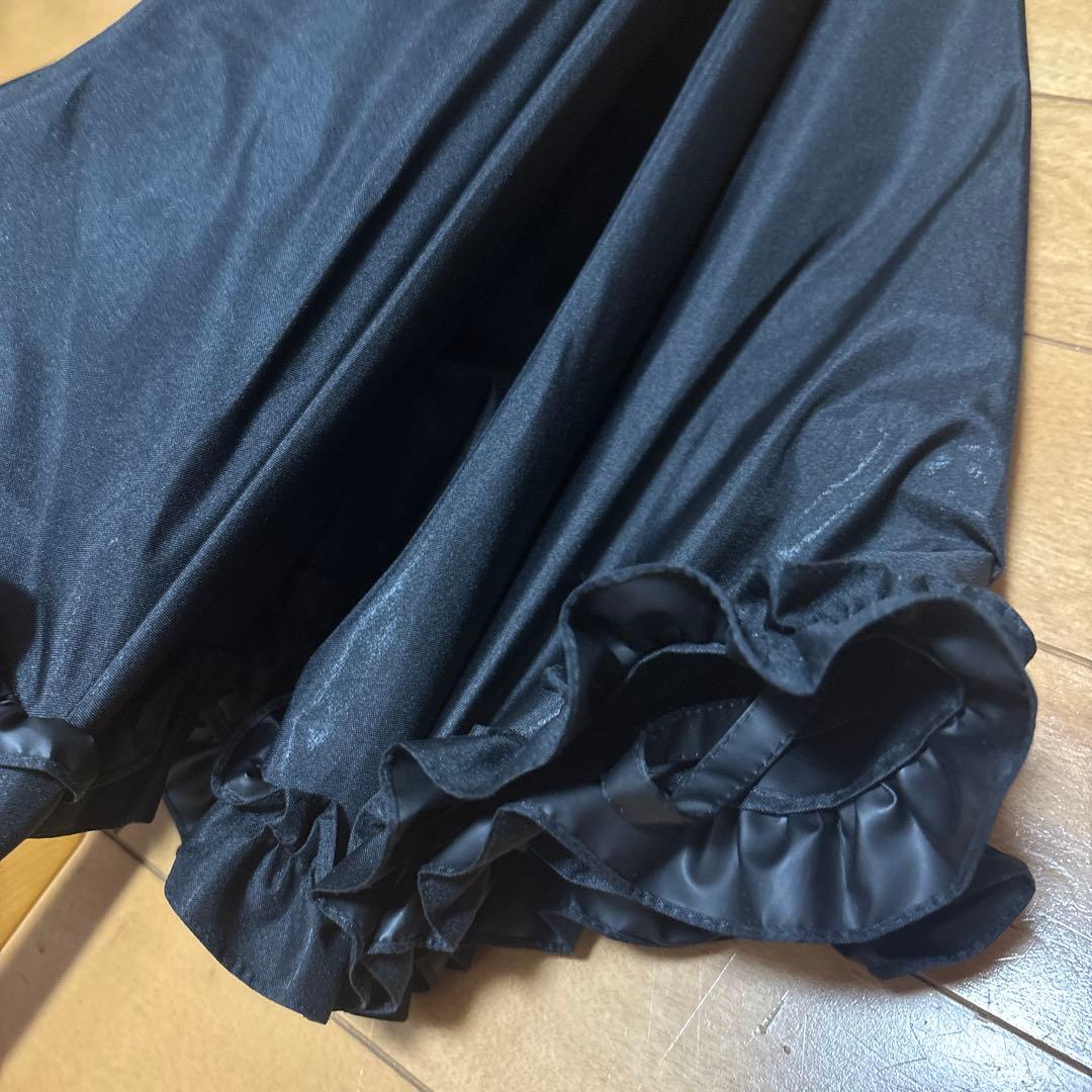 ももな　SUN BARRIER 100 フリル付き折り畳み日傘 ブラック