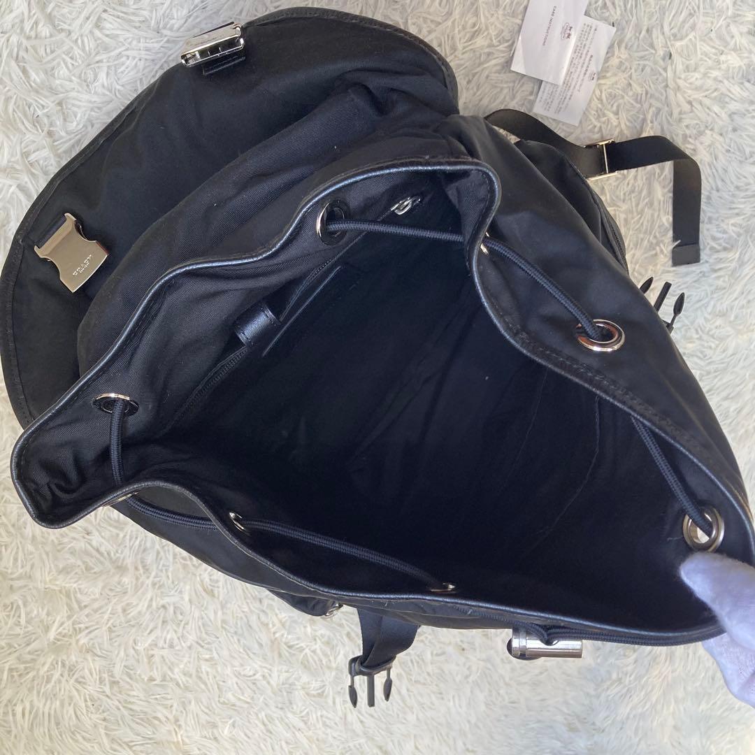 未使用保管品 COACH コーチ 黒 レザー × ナイロン バックパック