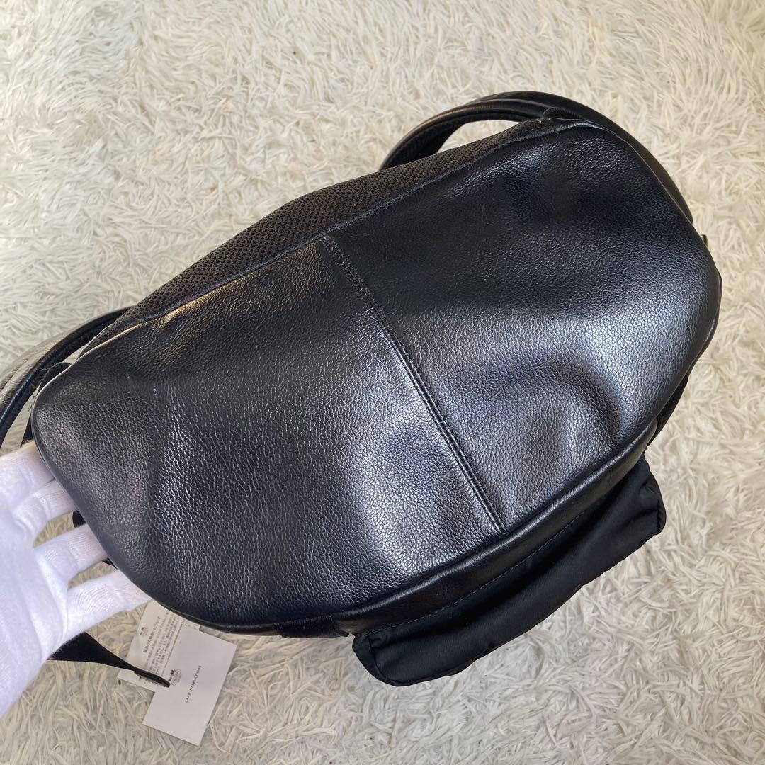 未使用保管品 COACH コーチ 黒 レザー × ナイロン バックパック