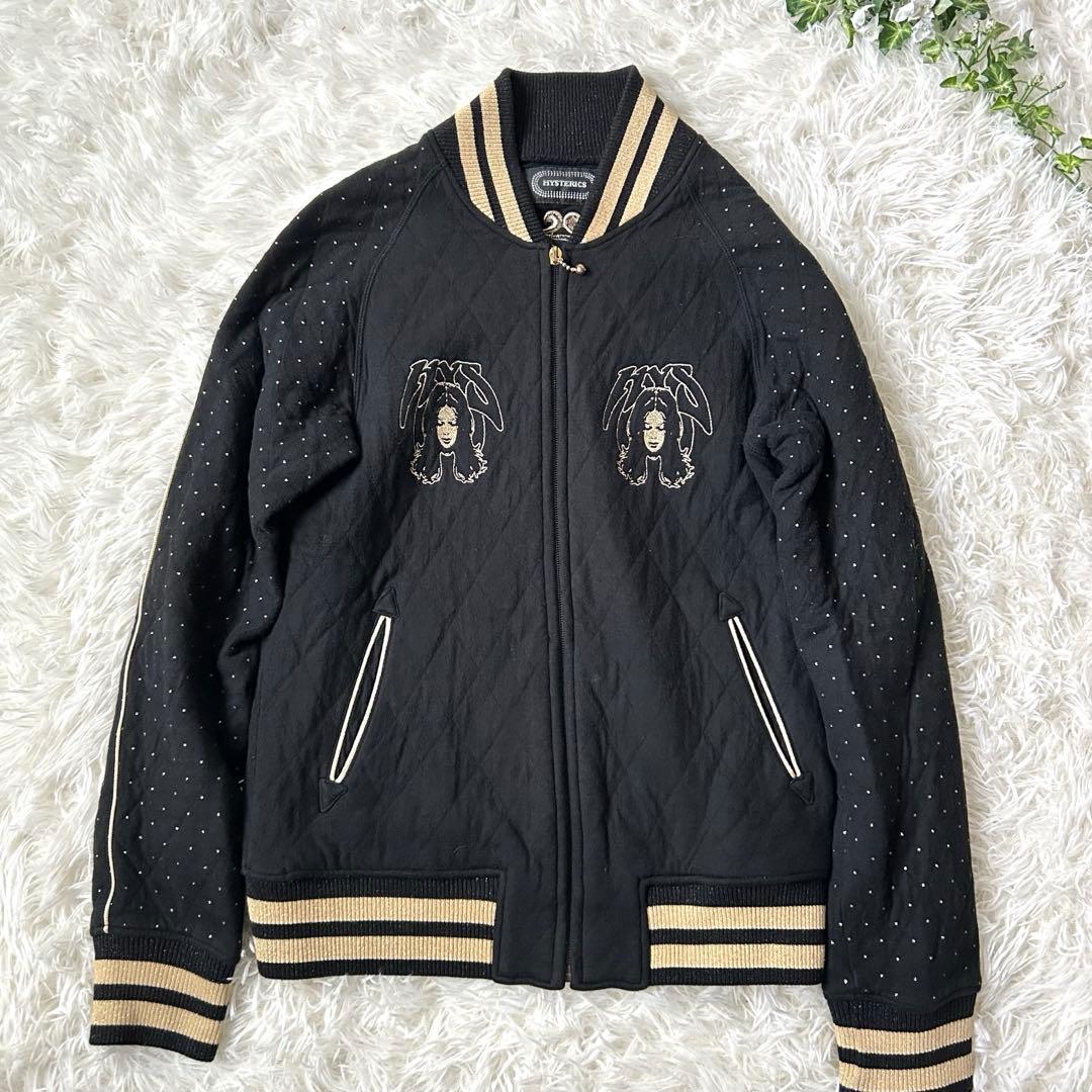 ヒステリックス　キルティング　スタジャンジップアップ　ヌードガール　ゴールド刺繍