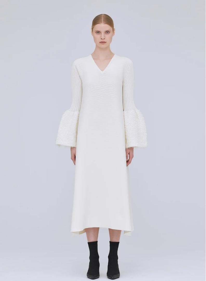 美品★現行品★CFCL シーエフシーエル ベルスリーブフレアドレス3