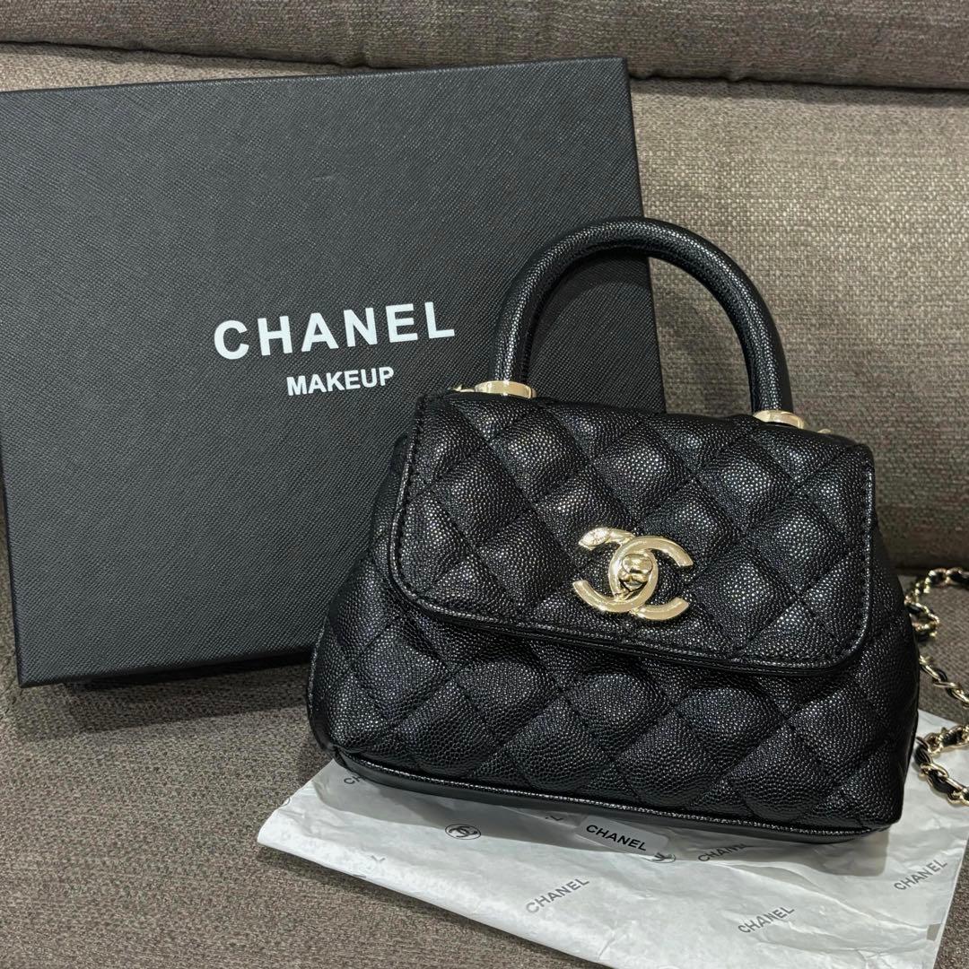 CHANEシャネル ハンドルミニショルダーバッグ ノベルティ キルティング 黒