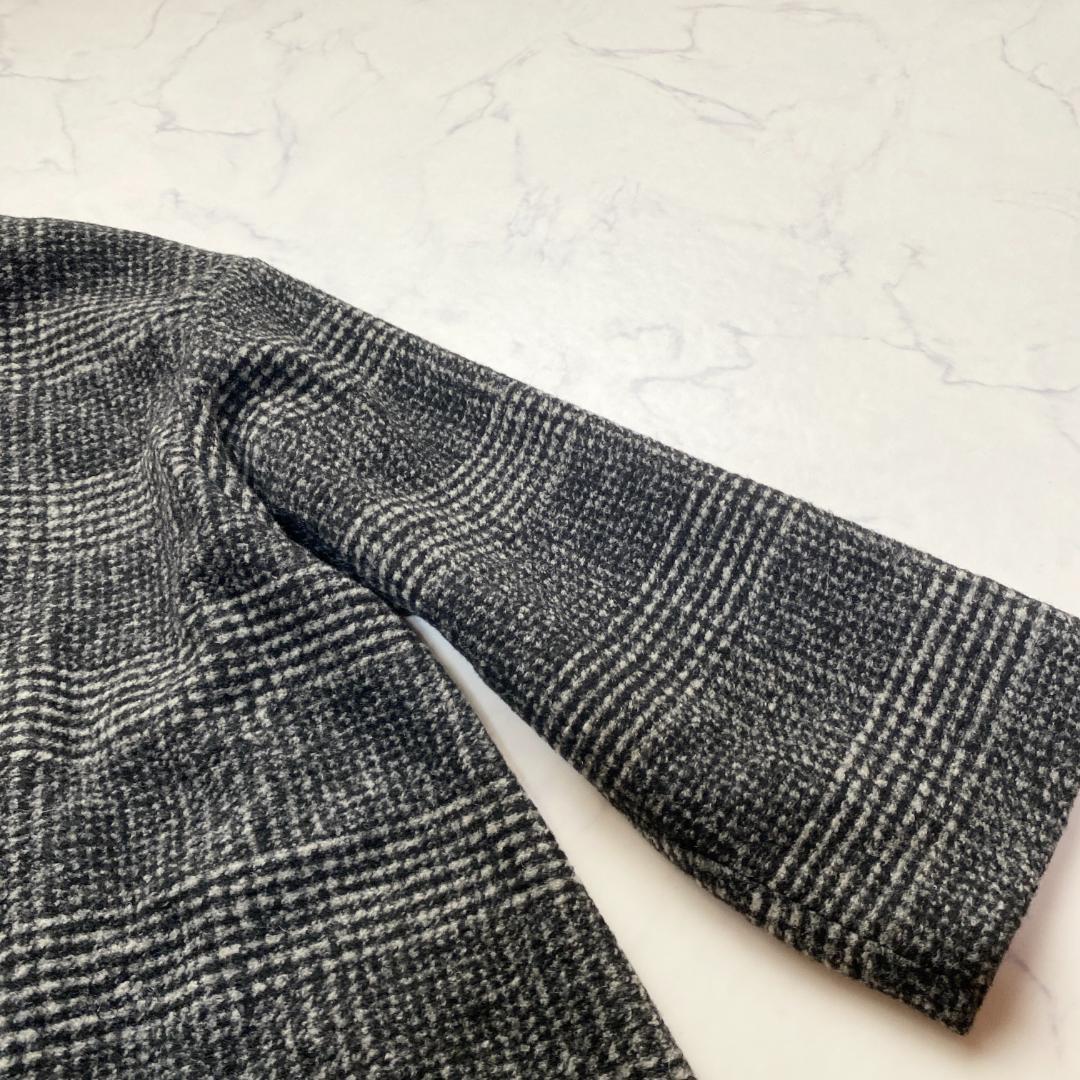 美品✨Spick&Span Wスライバーノーカラーチェックポンチョコート 36