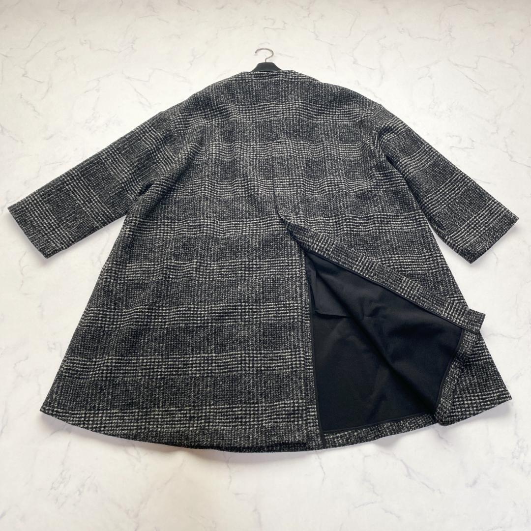 美品✨Spick&Span Wスライバーノーカラーチェックポンチョコート 36