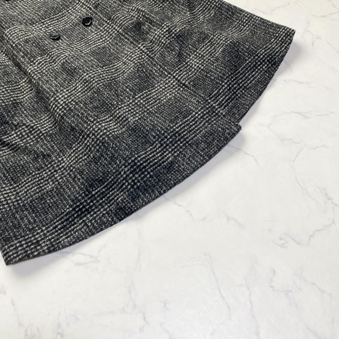 美品✨Spick&Span Wスライバーノーカラーチェックポンチョコート 36