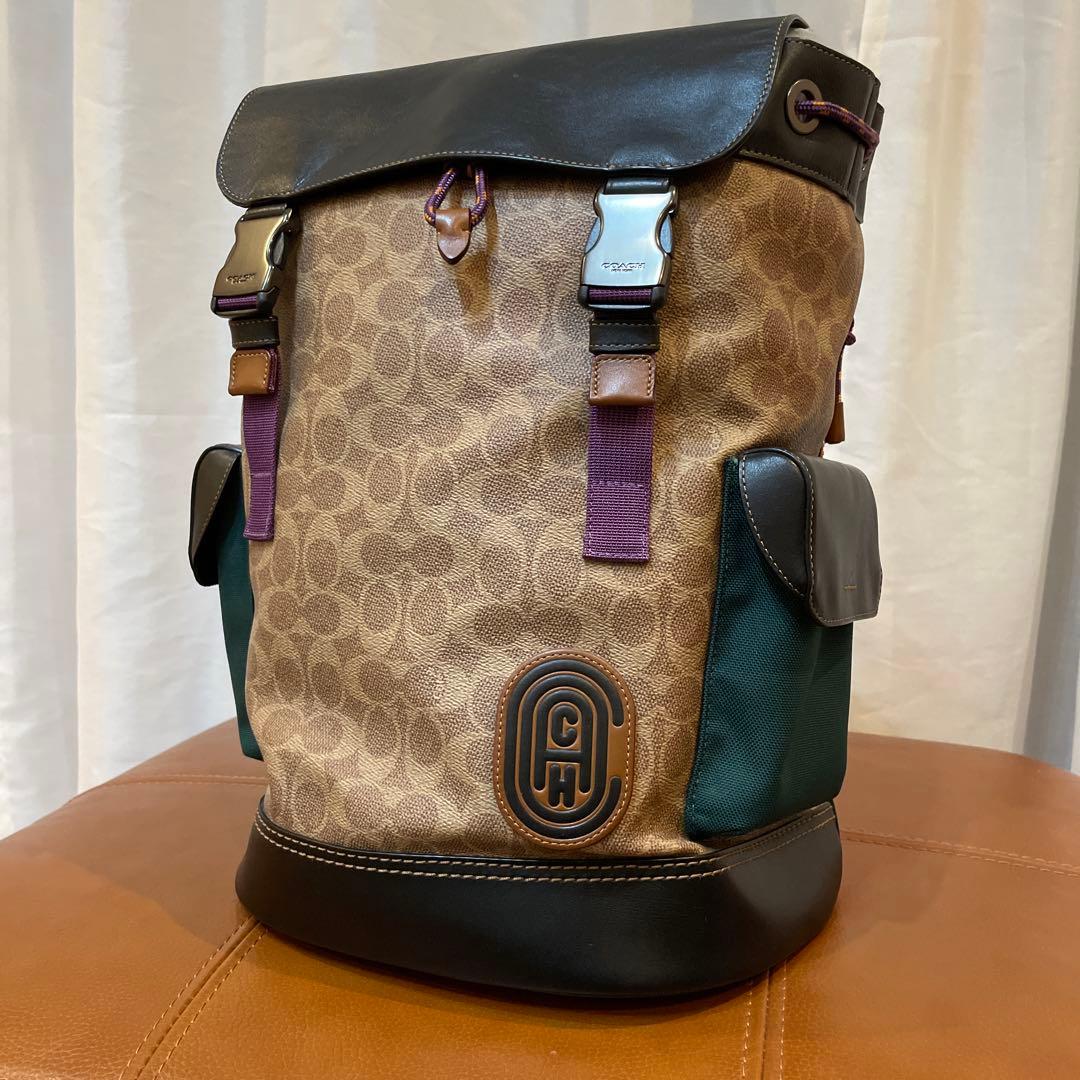 み*け様 COACH リュック・バックパック ブラウン・グリーン美品