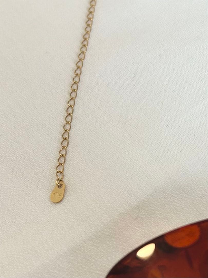 琥珀　べっ甲　１８金　K18 ネックレス　ペンダント