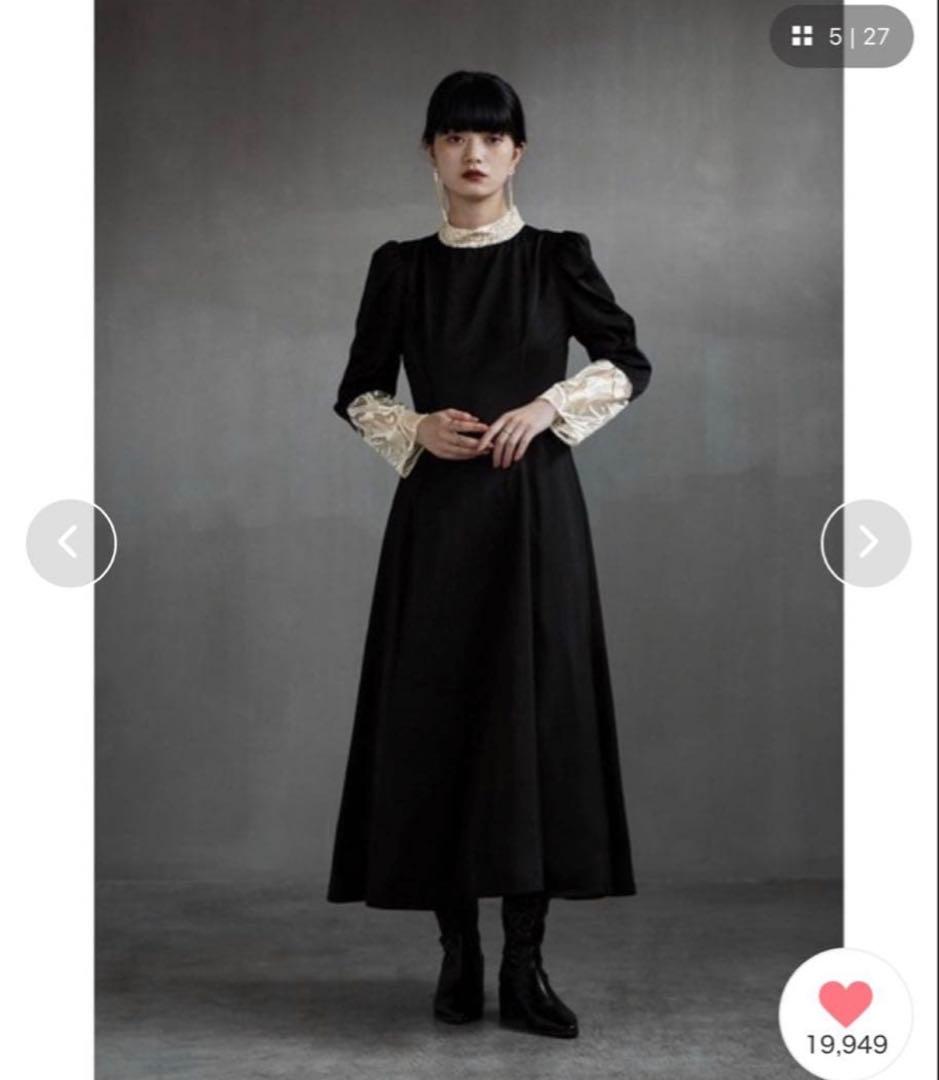 Mサイズ　新品　etoll. バック刺繍フレアドレス　エトル