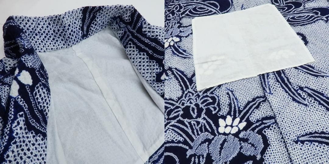 Y3489◆有松鳴海絞り 背・胸・居敷当て付 手縫い仕立て 菖蒲 高級浴衣