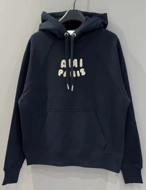 AMI PARIS フード付きパーカー ネイビー L