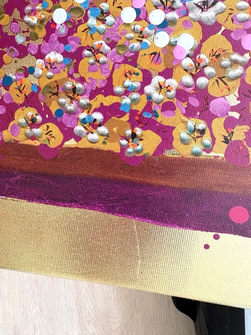 フラワーボート ゴールドピンク 100x80cm タッチドピクチャー