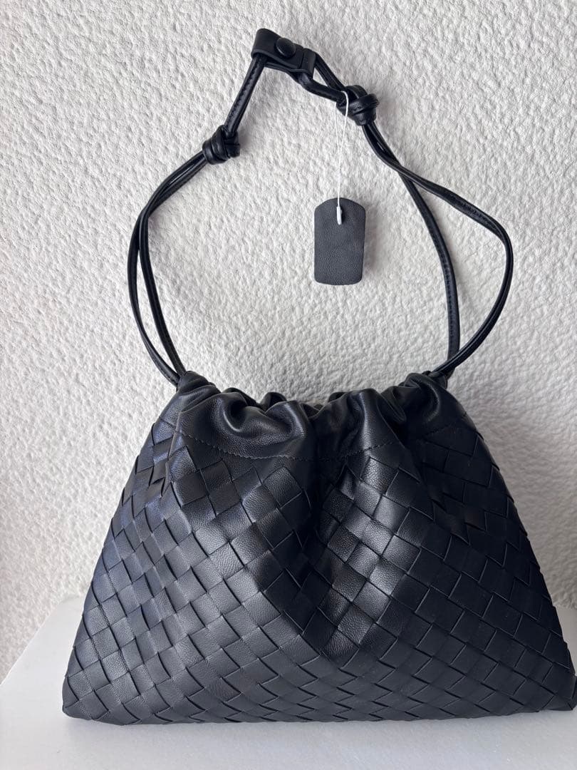 新品　ダストバッグ　レザー編み込み　2wayショルダーバッグ ブラック