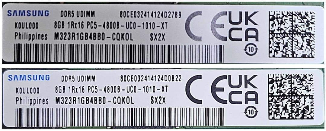 メモリー Samsung DDR5 UDIMM 8GB PC5-4800B