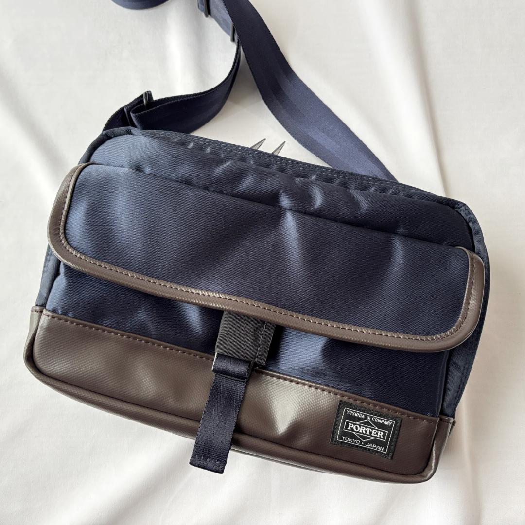 極美品 ポーター ストーム ショルダーバッグ 2層 斜めがけ お洒落 ネイビー
