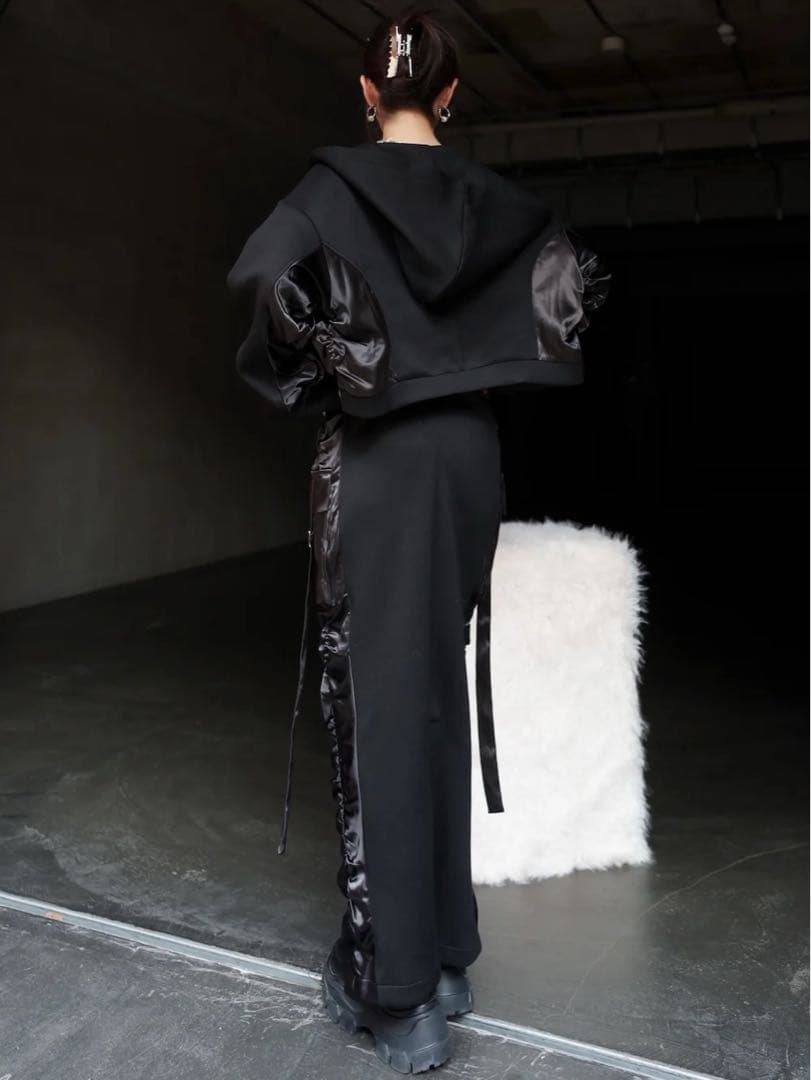 ❤︎glamlips サイドギャザー　ZIPフーディ　SETUP ブラック❤︎