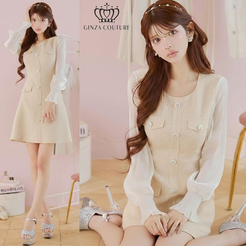 ERUKEI エルケイ シアースリーブ Aライン ミニドレス