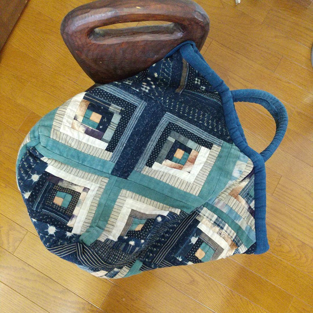 古布 パッチワーク手提げカバン 大きめ